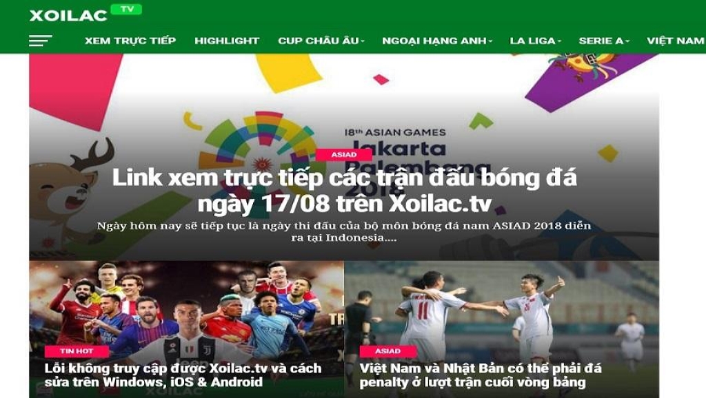 Trang web Xoilac TV có giao diện đẹp mắt và hiện đại